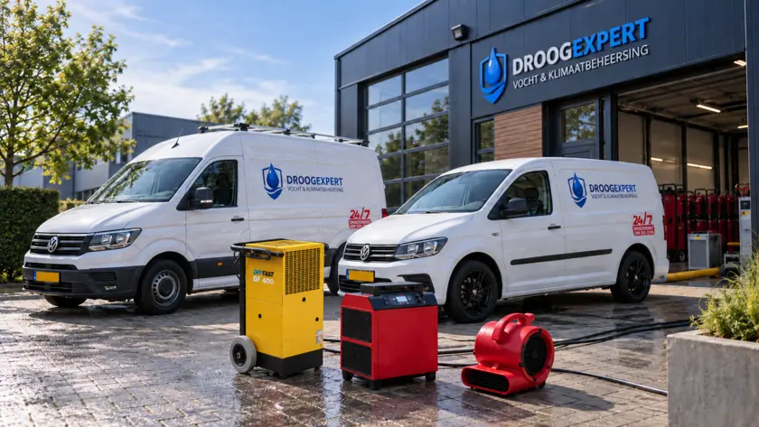 Bedrijfswagens en droogapparatuur van Droogexpert