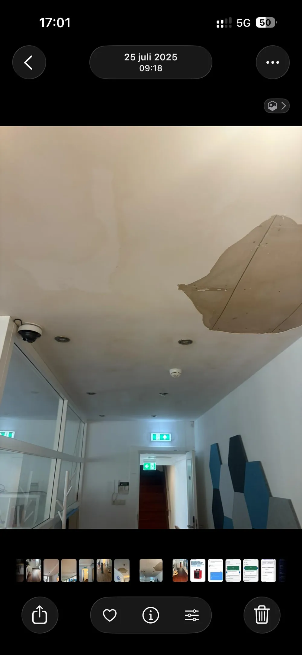 Schade aan het plafond
